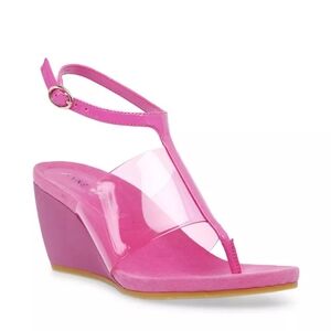 EUC ANNE KLEIN Pink Wedge Sandas Women's Size 10.5 M